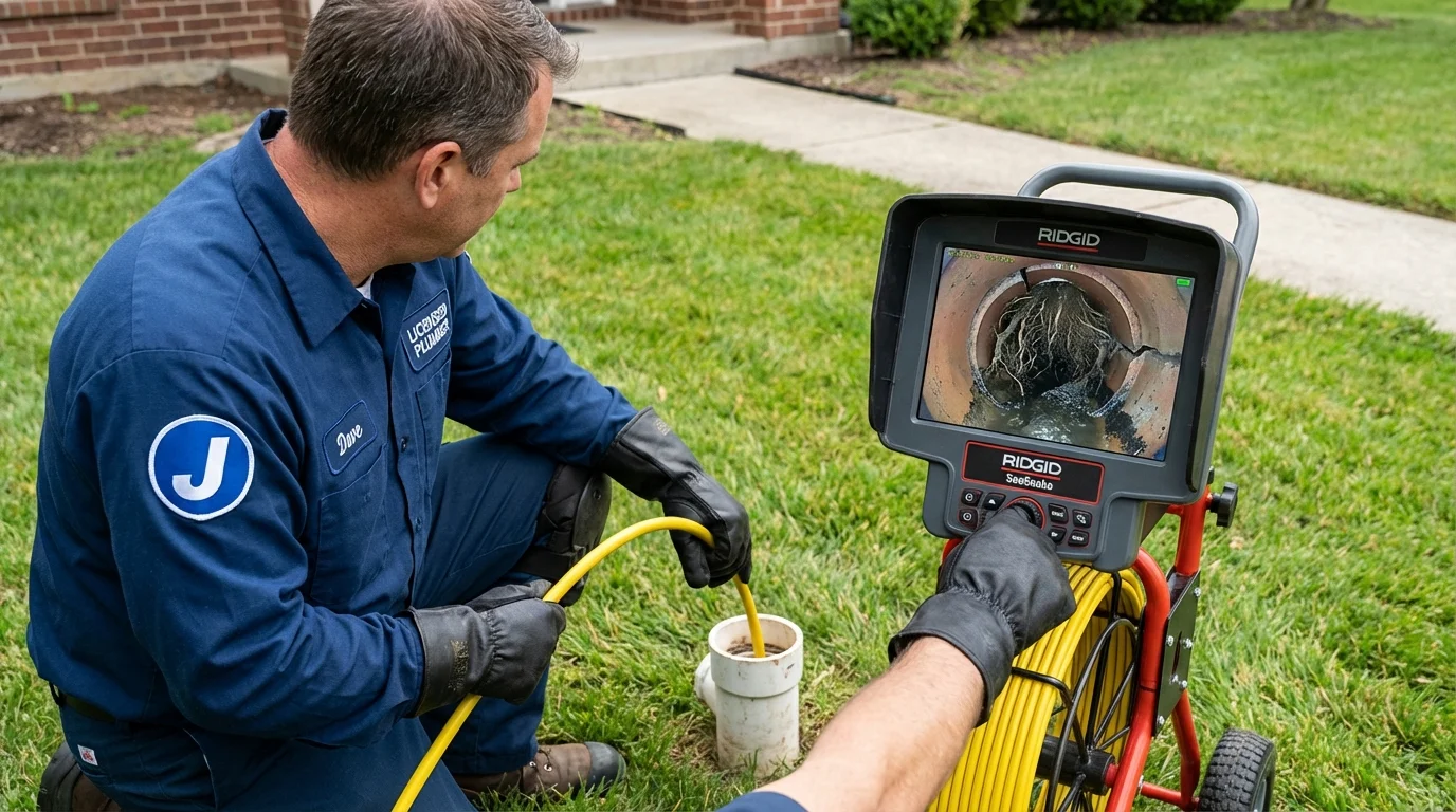 Sewer camera inspection being performed by Johns Plumbing LLC in Pierson