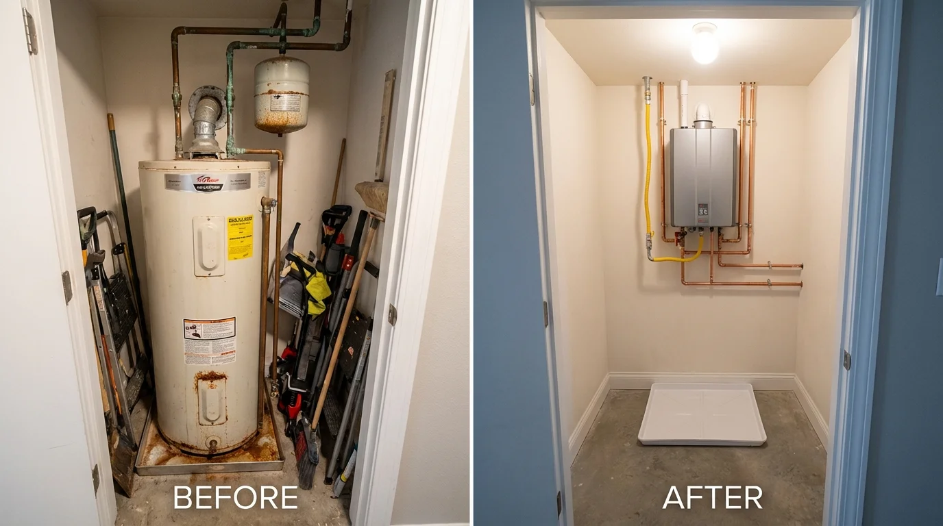 Tank water heater versus wall-mounted tankless unit comparison for Pierson, FL homeowners