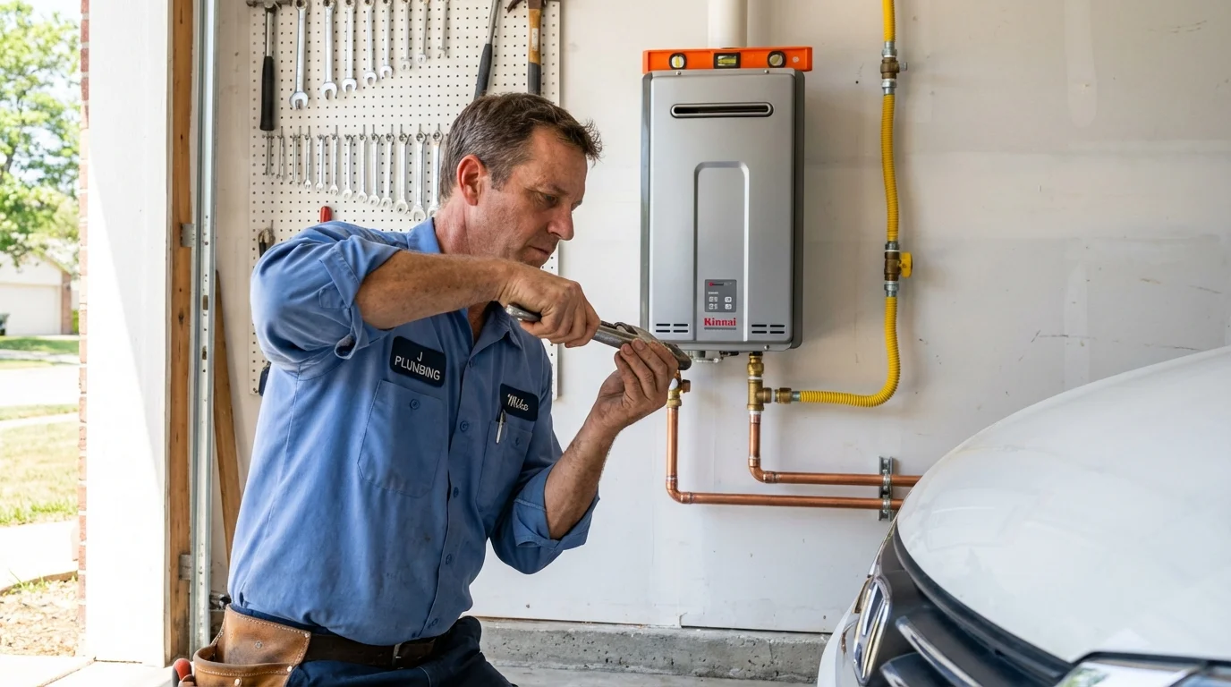 Tankless water heater installation by a Johns Plumbing LLC plumber in Pierson
